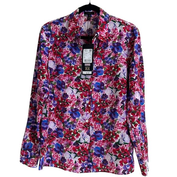 Escada Nicoli Silk Floral Blouse Womens Size 38 M Button Up Shirt Classic Work - Picture 3 of 11